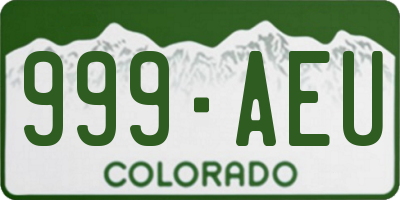 CO license plate 999AEU