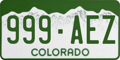 CO license plate 999AEZ