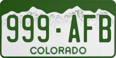 CO license plate 999AFB