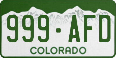 CO license plate 999AFD