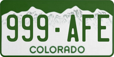 CO license plate 999AFE