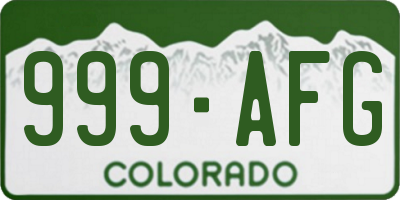CO license plate 999AFG