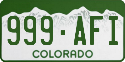 CO license plate 999AFI