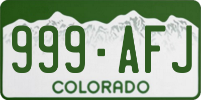 CO license plate 999AFJ