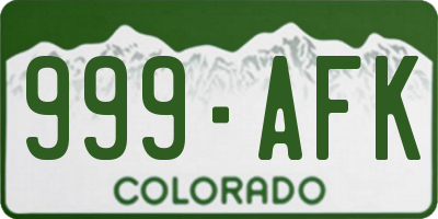 CO license plate 999AFK
