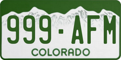 CO license plate 999AFM