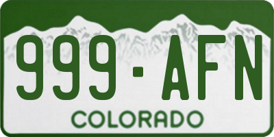 CO license plate 999AFN
