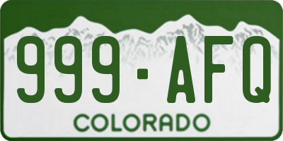 CO license plate 999AFQ