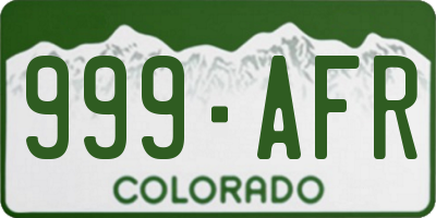CO license plate 999AFR