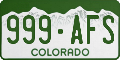 CO license plate 999AFS