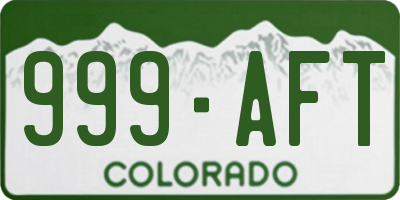 CO license plate 999AFT