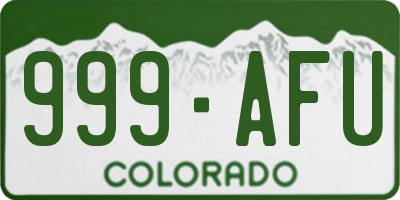 CO license plate 999AFU