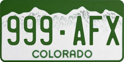CO license plate 999AFX