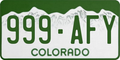 CO license plate 999AFY