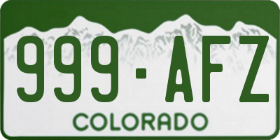 CO license plate 999AFZ