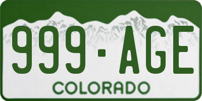 CO license plate 999AGE
