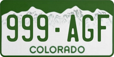CO license plate 999AGF