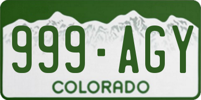 CO license plate 999AGY