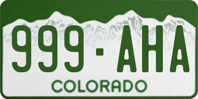 CO license plate 999AHA