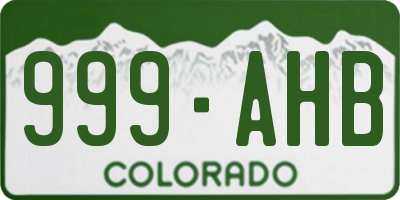CO license plate 999AHB