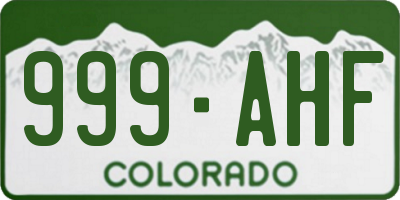 CO license plate 999AHF