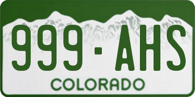 CO license plate 999AHS