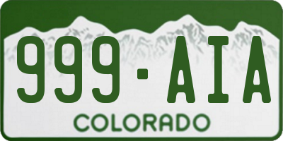 CO license plate 999AIA