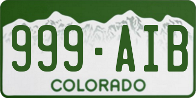 CO license plate 999AIB