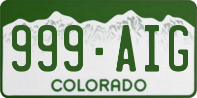 CO license plate 999AIG