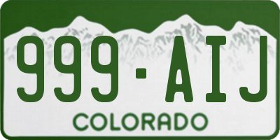 CO license plate 999AIJ