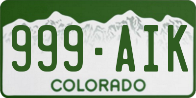 CO license plate 999AIK
