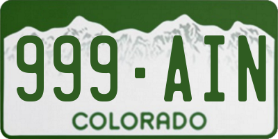 CO license plate 999AIN