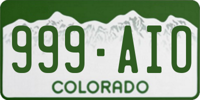 CO license plate 999AIO
