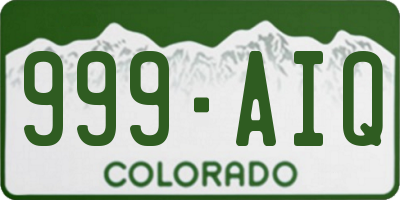 CO license plate 999AIQ