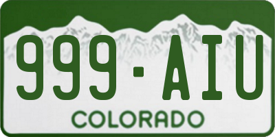 CO license plate 999AIU