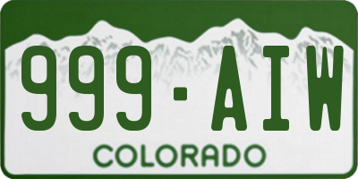 CO license plate 999AIW