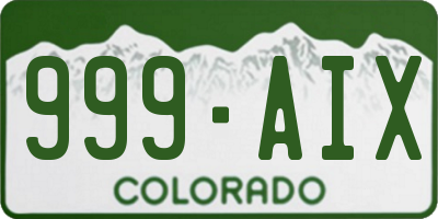 CO license plate 999AIX