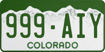 CO license plate 999AIY