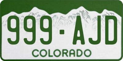 CO license plate 999AJD