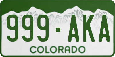 CO license plate 999AKA