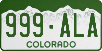 CO license plate 999ALA