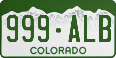 CO license plate 999ALB