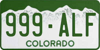 CO license plate 999ALF