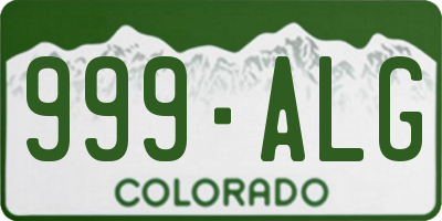 CO license plate 999ALG