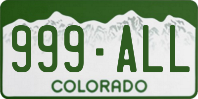 CO license plate 999ALL