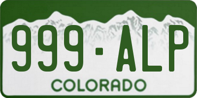 CO license plate 999ALP