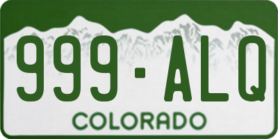 CO license plate 999ALQ