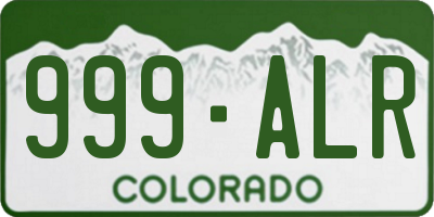 CO license plate 999ALR