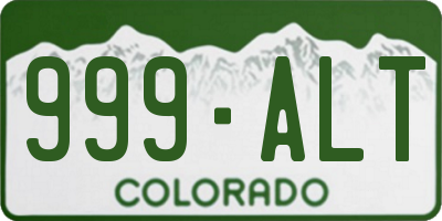 CO license plate 999ALT