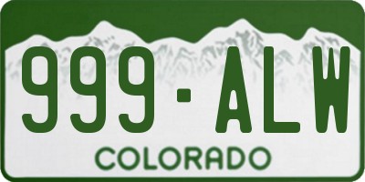 CO license plate 999ALW